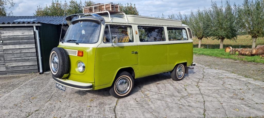 Volkswagen T2 camper 1976 Groen, Overige modellen, 4 cilinders, 1600 cc, Origineel Nederlands