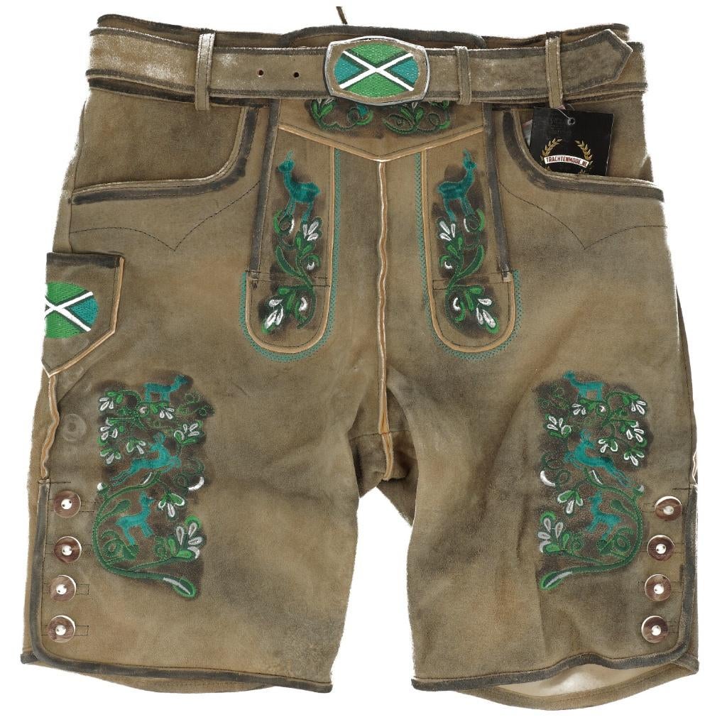 Heren lederhose maat 48-58 ziegenleder 8erhoek riem &bretels, Maat 52/54 (L), Trachtenmode.nl, Nieuw, Ophalen of Verzenden