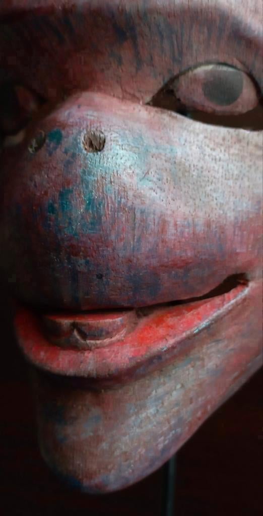 Antiek zeldzame Japans Sarugaku prestatie aap masker houten, Ophalen of Verzenden