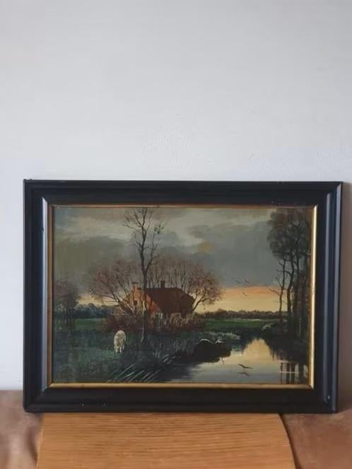 Hendrik Willem Veenendaal boerderij schaap Holl  landschap., Ophalen