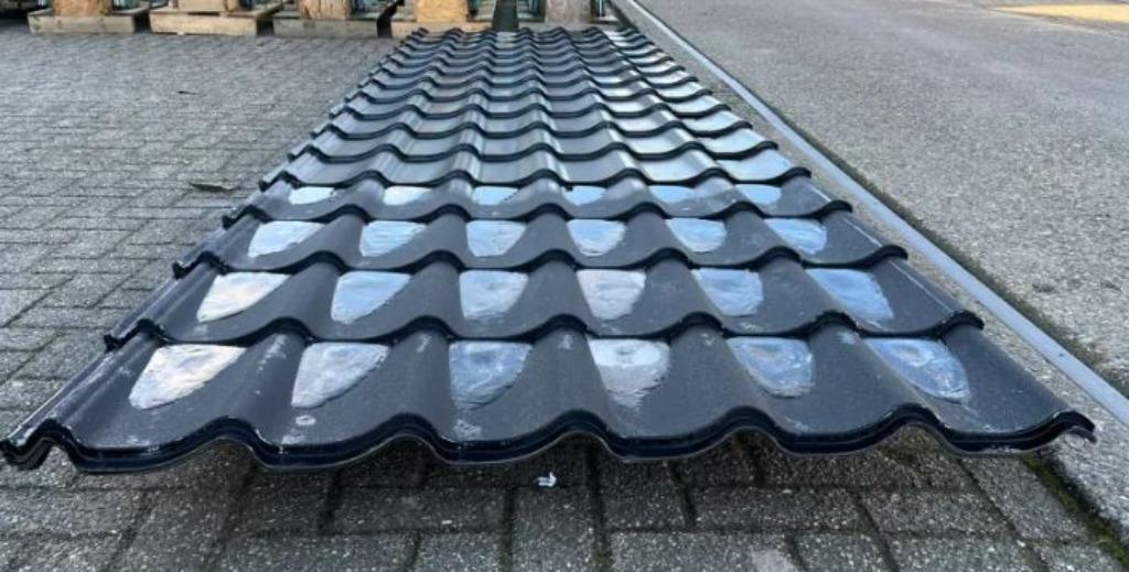 7x Dakpanprofielplaten zwart (41,16 m2) S25008, Doe-het-zelf en Verbouw, Dakpannen en Dakbedekking, Nieuw, Dakplaat of Dakpanplaat