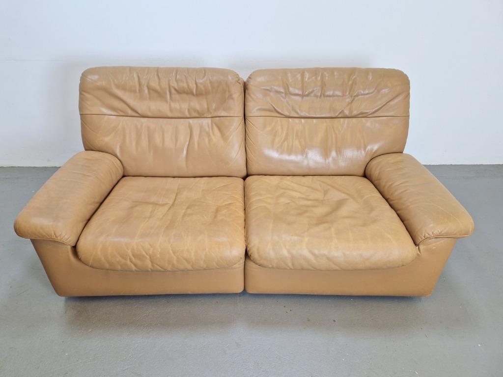 Vintage De Sede DS 66 tweezitter bank dik leer ‘70 Swiss, N, 150 tot 200 cm, Tweepersoons, 75 tot 100 cm