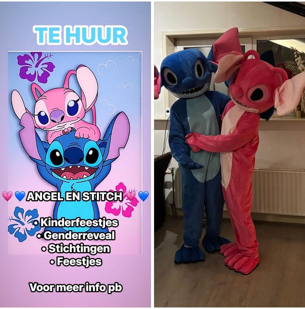 STITCH EN ANGEL MASCOTTE TE HUUR, Ophalen of Verzenden, Verjaardag
