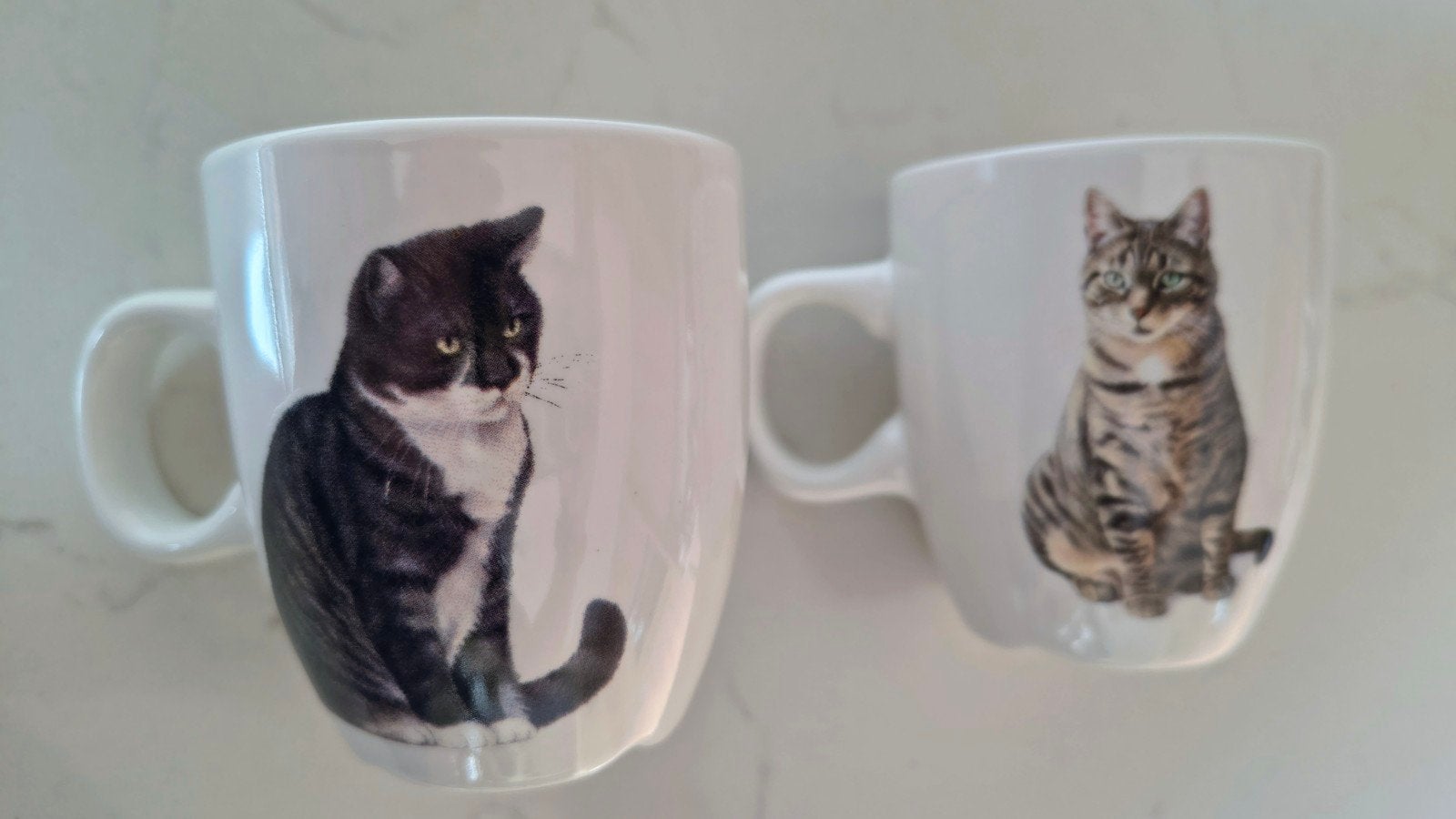 Set van 2 Francien van Westering kattenkopjes, Keramiek, Ophalen of Verzenden, Zo goed als nieuw, Overige stijlen
