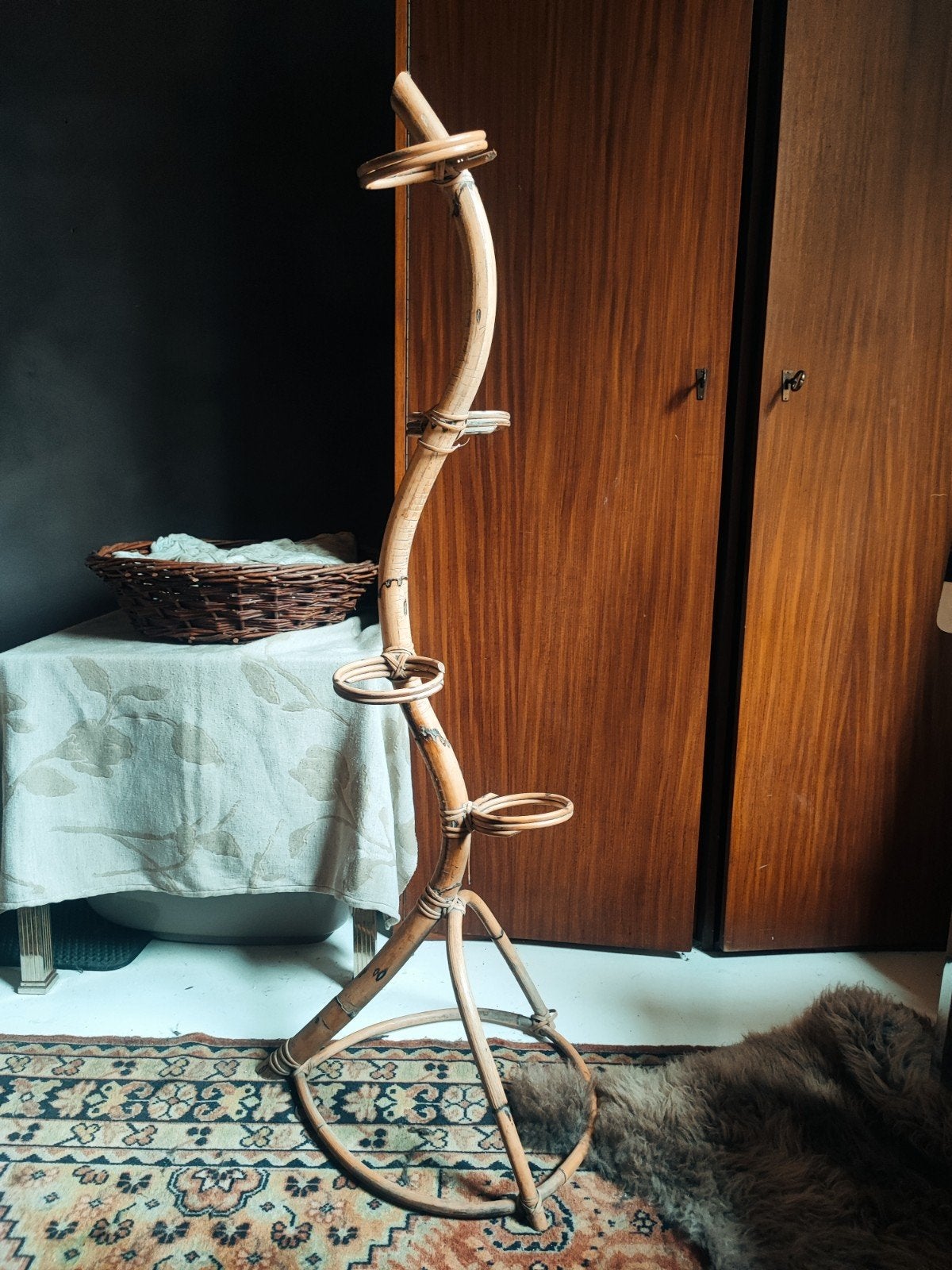 Vintage rotan plantenhouder, jaren '60, Ophalen