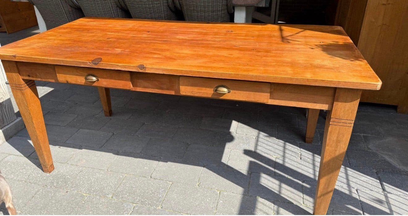Hele zware oud geloogd grenen tafel eettafel massief hout, Huis en Inrichting, Ophalen, Gebruikt, 200 cm of meer, 50 tot 100 cm