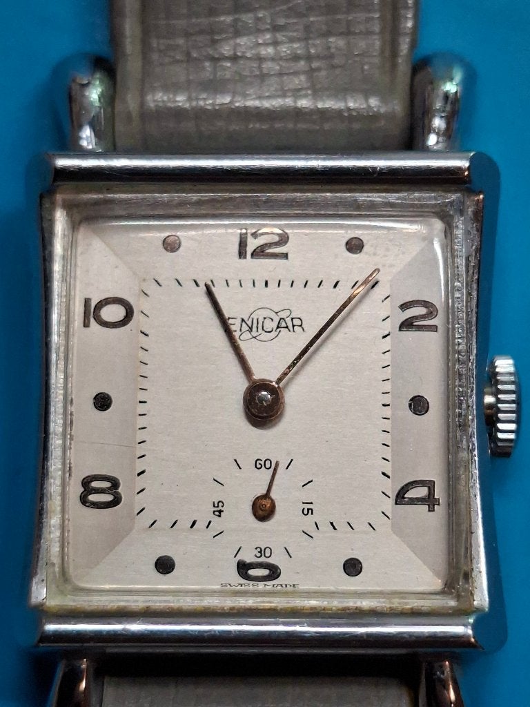 NOS Enicar vintage horloge, Sieraden, Tassen en Uiterlijk, Overige merken, Staal, Met bandje, Polshorloge