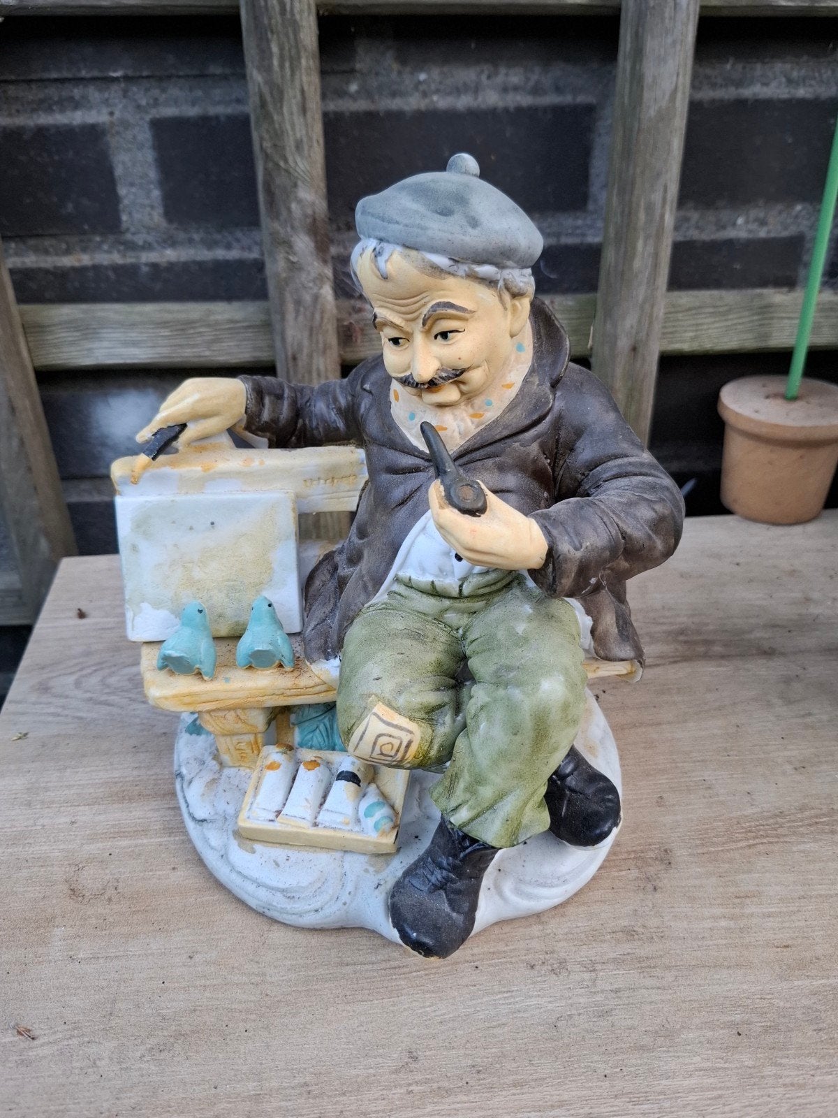 Decoratief beeld van schilder met pijp, Verzamelen, Ophalen of Verzenden