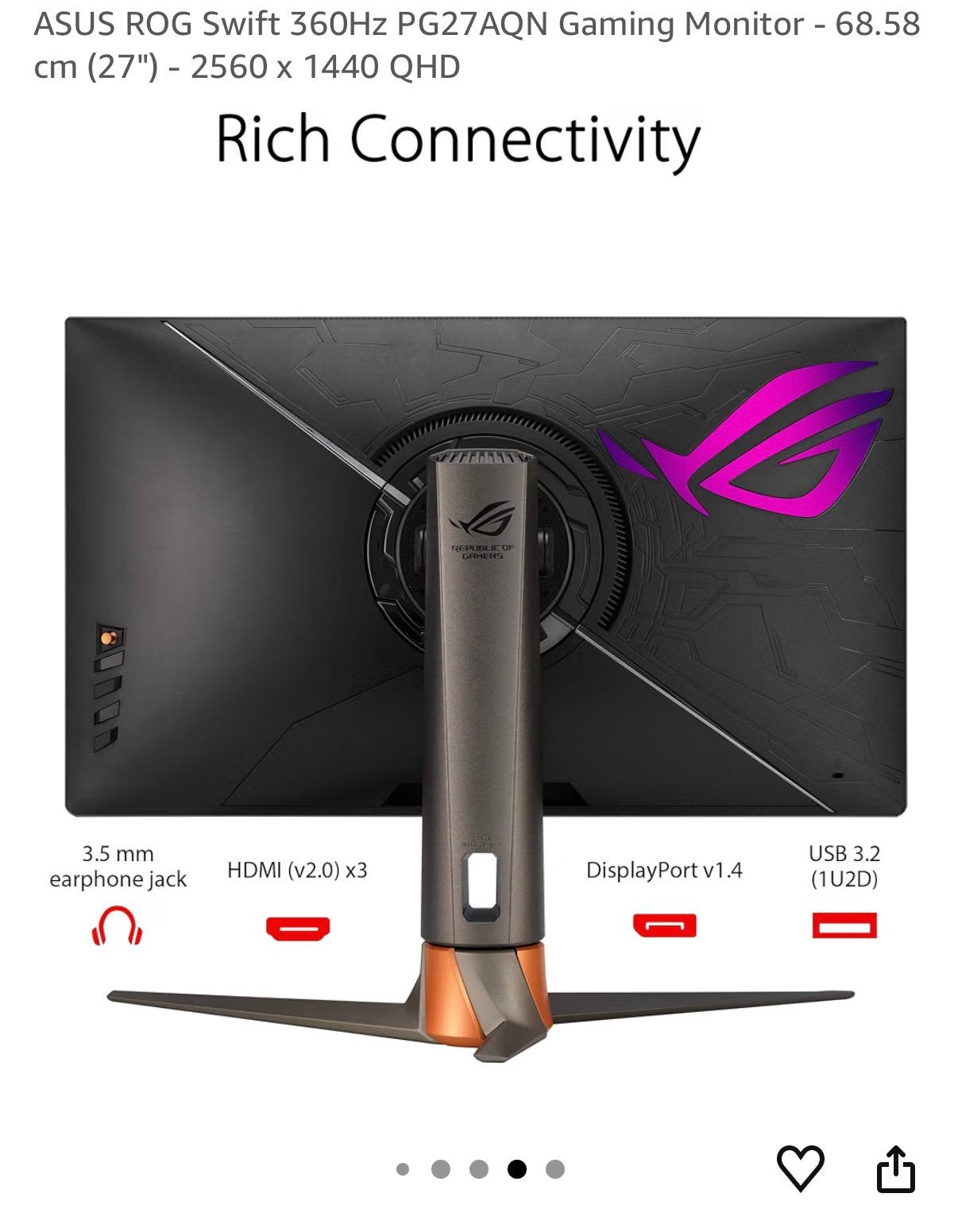 ASUS ROG Swift PG27AQN 27” 1440p 360Hz Gaming Monitor, Ophalen, Zo goed als nieuw, Overige typen