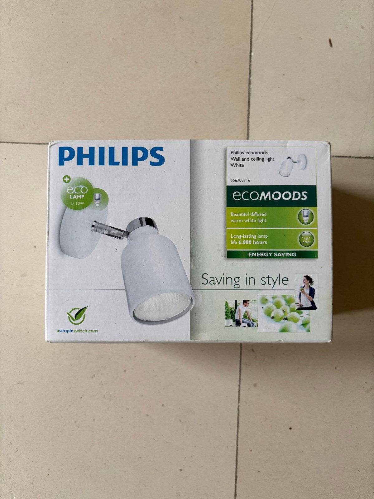 Philips Ecomoods Wand- en Plafondlamp Wit - Nieuw, Ophalen of Verzenden, Nieuw, Metaal
