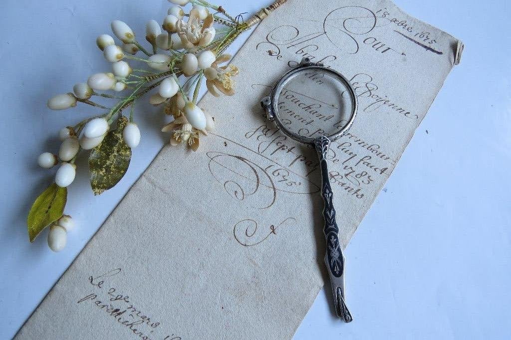 antieke lorgnet zilver? met emaillering, Ophalen of Verzenden, Dames