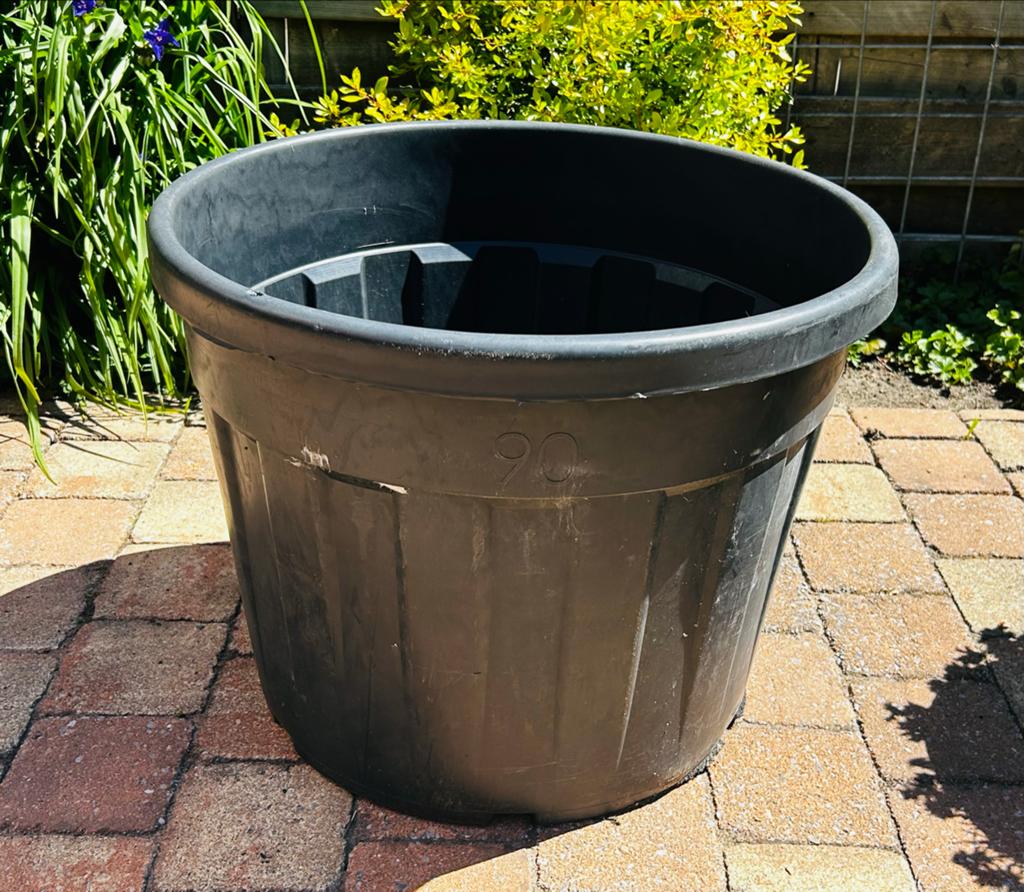 Grote zwarte plantenbak voor buiten - Ø 58 cm, H 46 cm, Ophalen, Kunststof, Gebruikt, Balkon