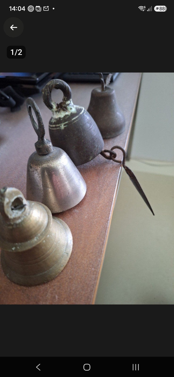 Set van 4 Antieke Bronzen en Metalen Bellen, Ophalen of Verzenden