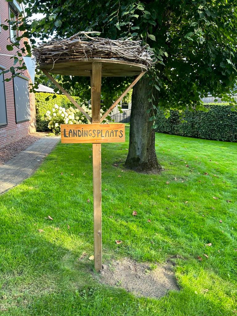 Ooievaarslandingsplaats 250 cm met piepschuim ei TE KOOP, Kinderen en Baby's, Kraamcadeaus en Geboorteborden, Ophalen, Gebruikt