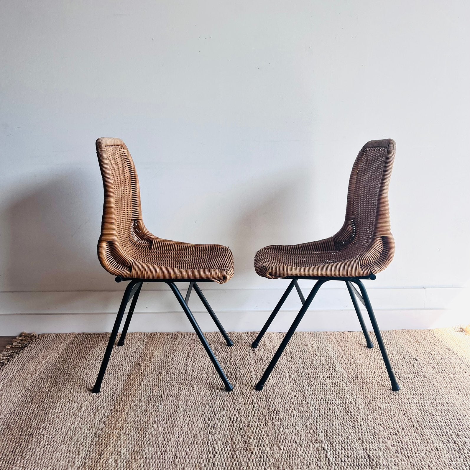 SALE ! 2 Dirk van Sliedrecht rotan rieten stoelen vintage, Ophalen, Bruin, Vintage, Zo goed als nieuw