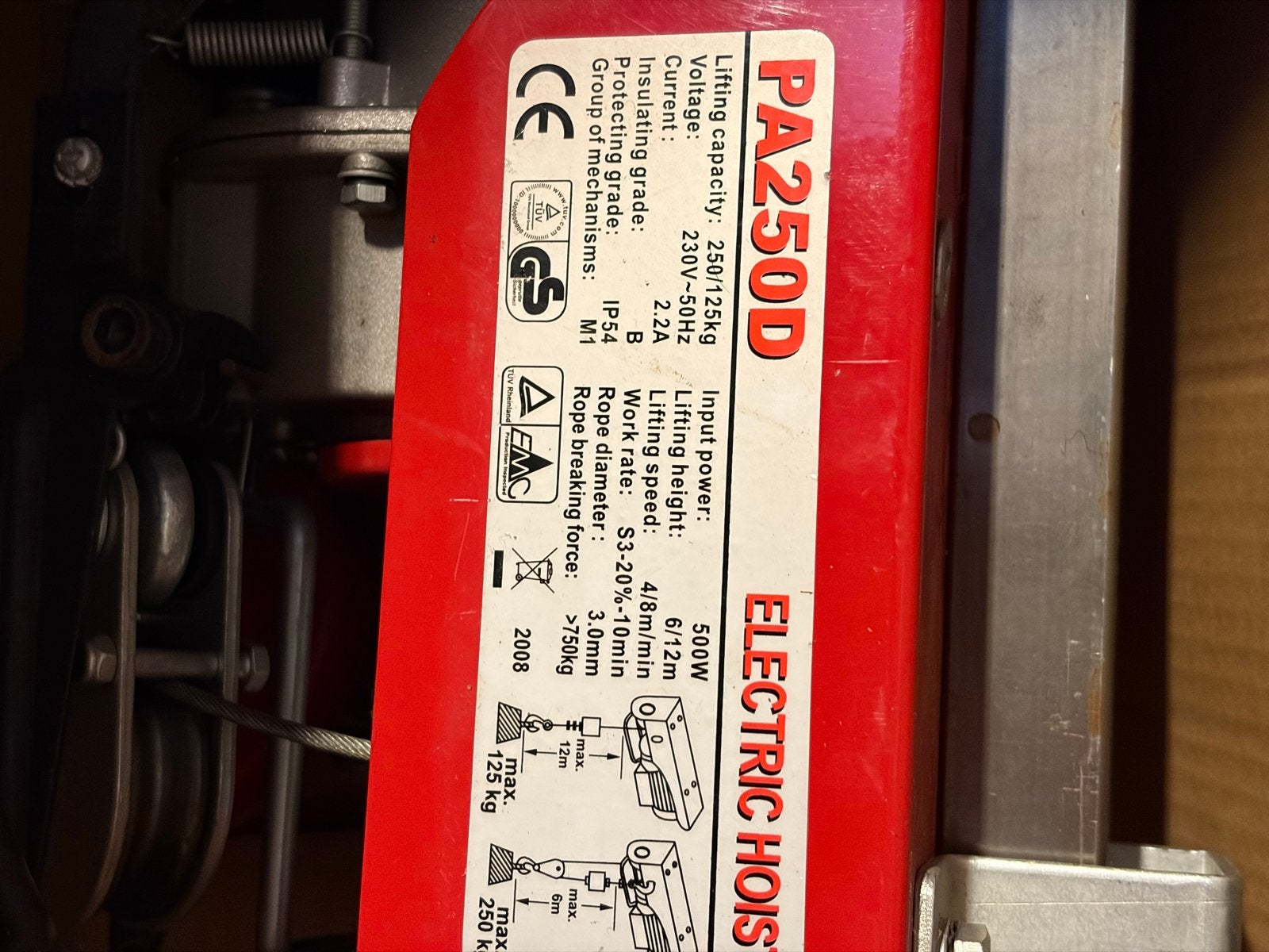 Elektrische takel PA250D - 250kg hefvermogen, Ophalen