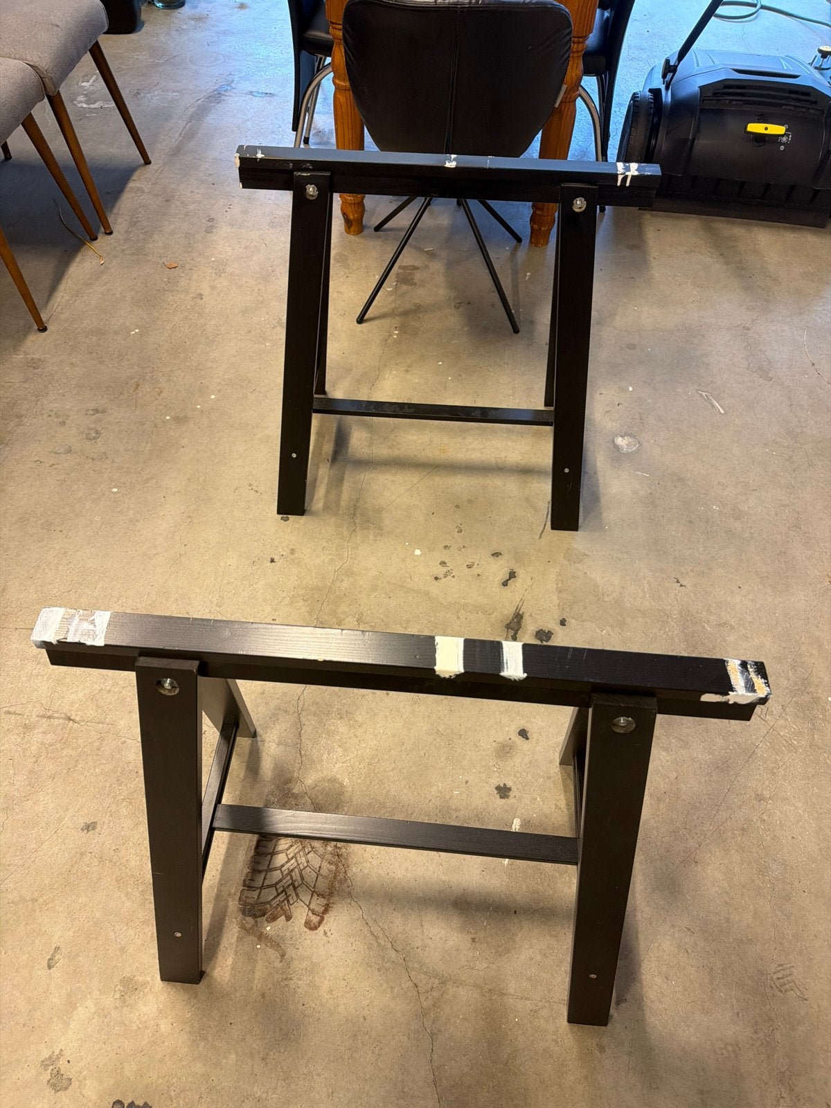 Ikea Tafelblad Zwart met Schragen - Beschadigd, Ophalen, Gebruikt, Rechthoekig