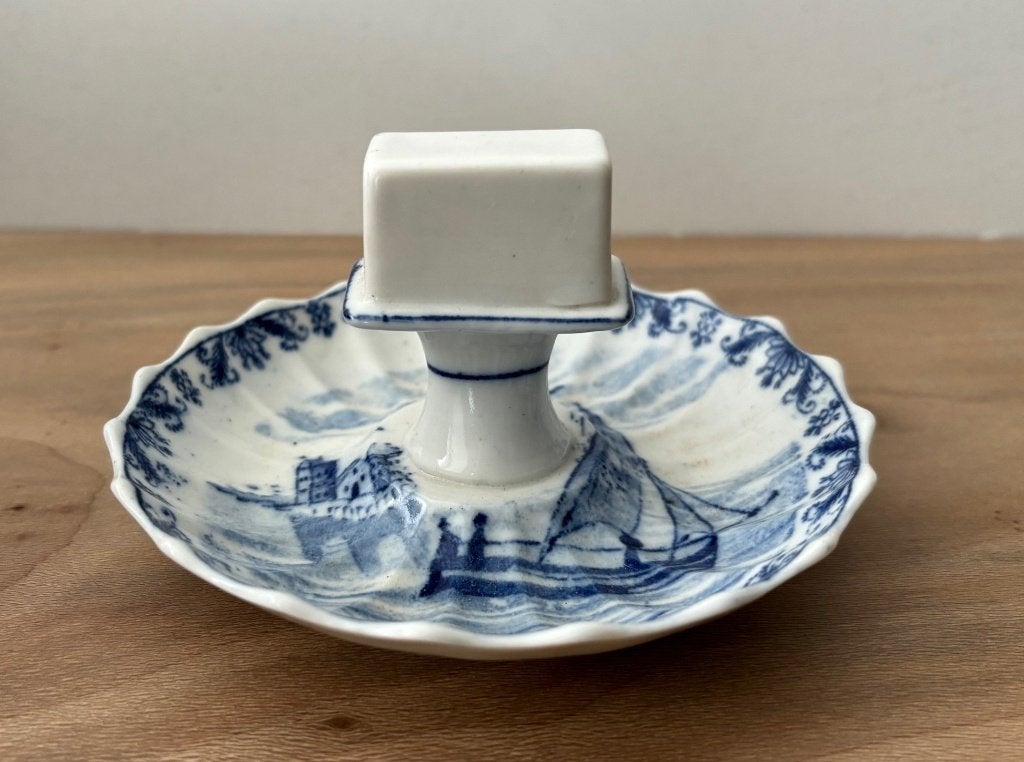 Oude Luciferdooshouder Porselein Zeilboot Delfts Blauw 12 cm, Ophalen of Verzenden