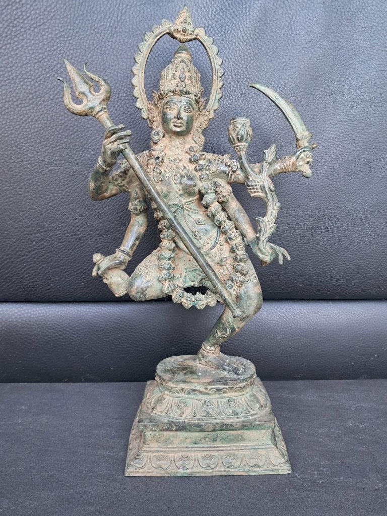 Bronzen beeld van de godin Kali/India/42 cm/Azië/India/Groen, Ophalen of Verzenden, Nieuw, Groen