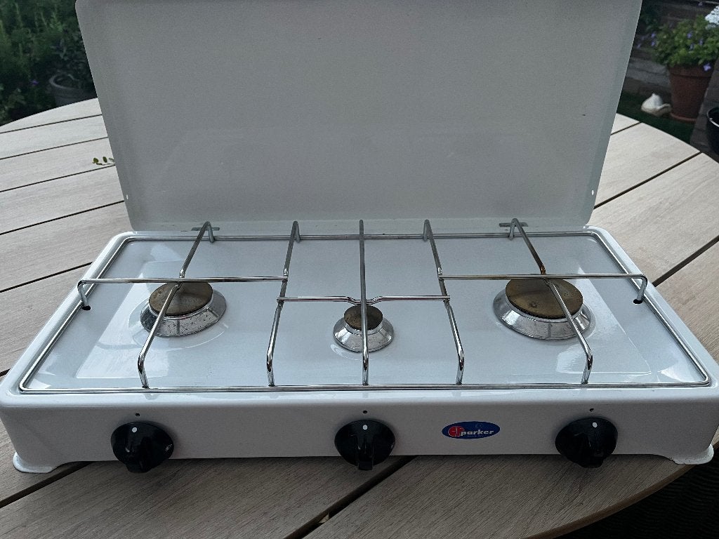 Camping 3 pits gasfornuis, Caravans en Kamperen, Ophalen, Zo goed als nieuw