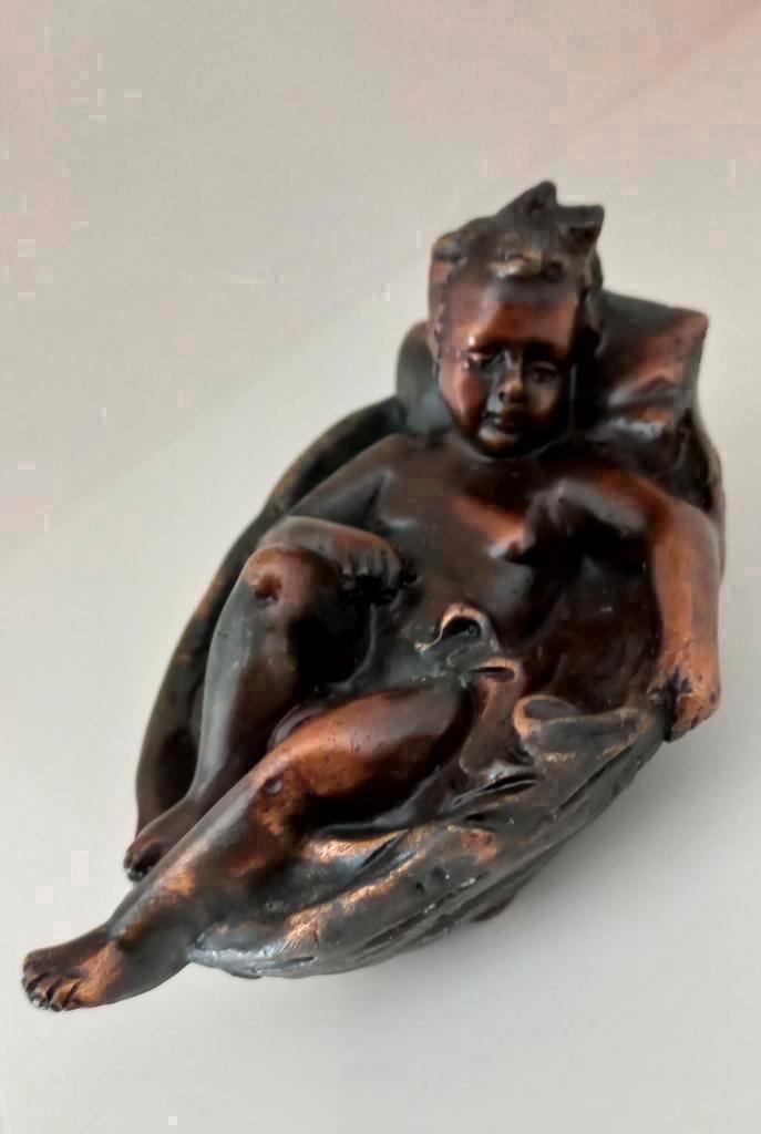 Brons beeldje Massief brons beeld kindje, Ophalen of Verzenden, Brons