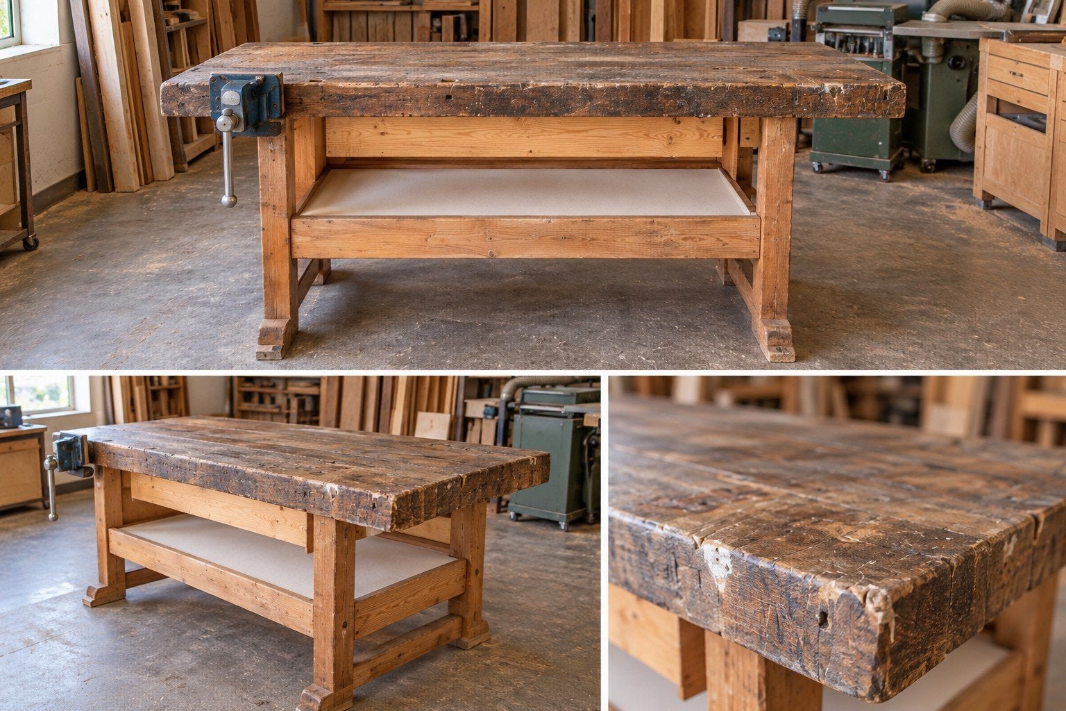 Robuuste houten werkbank, Doe-het-zelf en Verbouw, Ophalen of Verzenden, Gebruikt, 120 tot 170 cm, Bankschroef
