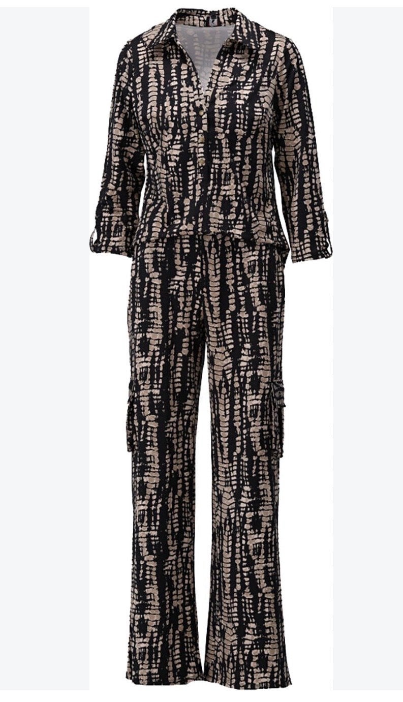 Stijlvolle jumpsuit met print - Zwart/Beige k design, Ophalen of Verzenden, Zo goed als nieuw, Maat 38/40 (M), Zwart