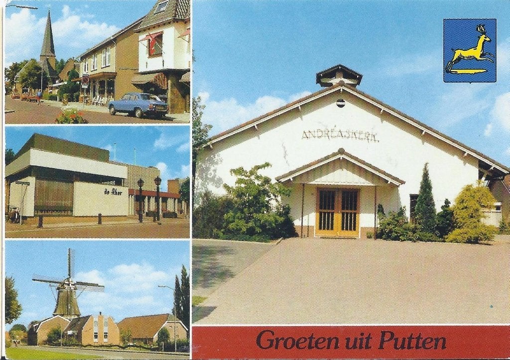 Dx25 Gelopen Ansichtkaart Putten Andreskerk / de Aker, Ophalen of Verzenden, 1980 tot heden, Gelopen, Gelderland