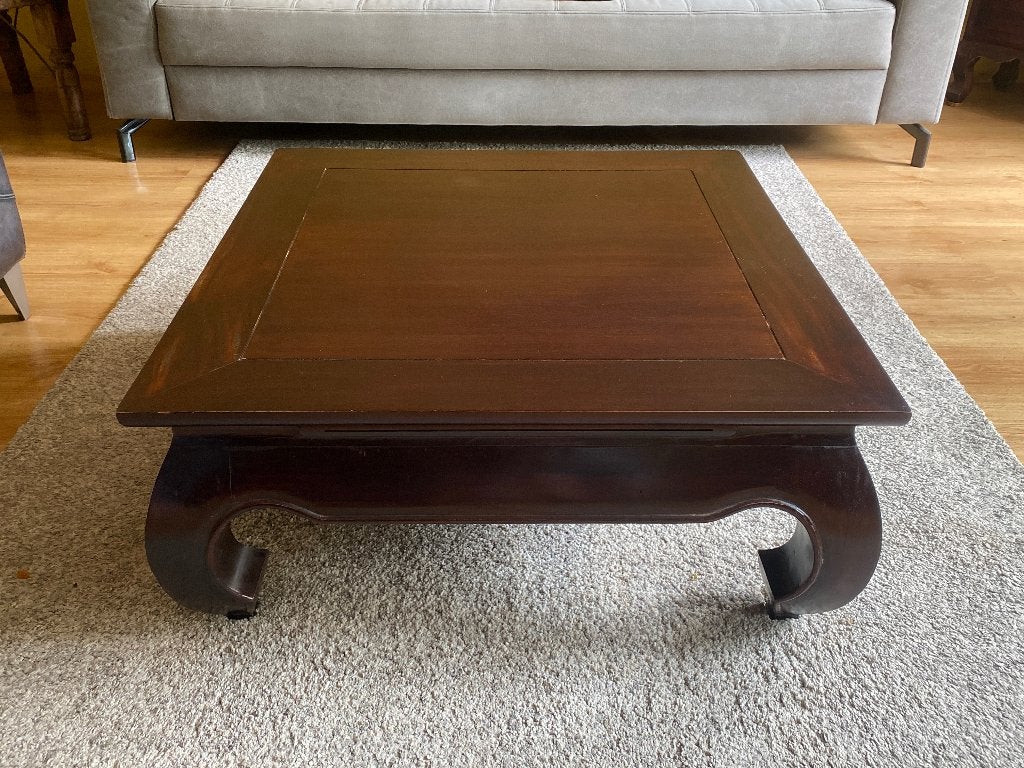 Koloniale opiumtafel , salontafel, Ophalen, Gebruikt, 50 tot 100 cm, Vierkant