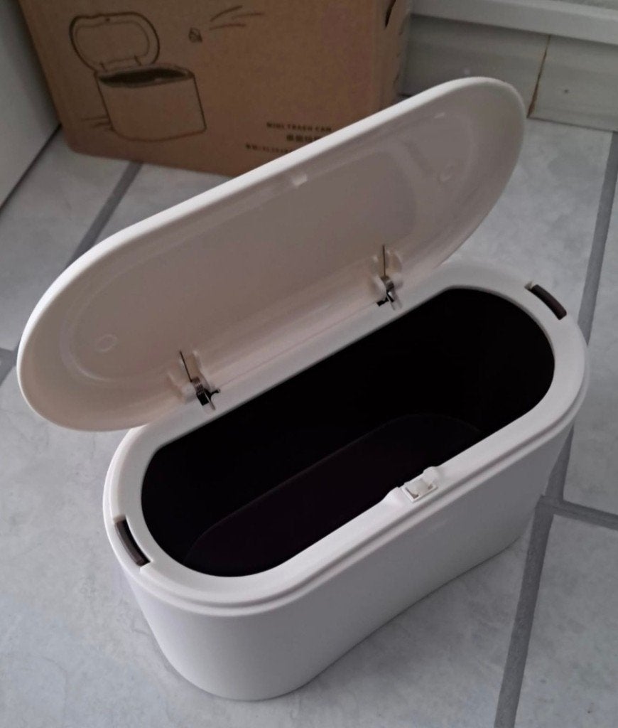 Witte mini prullenbak met drukdeksel, Minder dan 10 liter, Ophalen of Verzenden, Nieuw, Kunststof