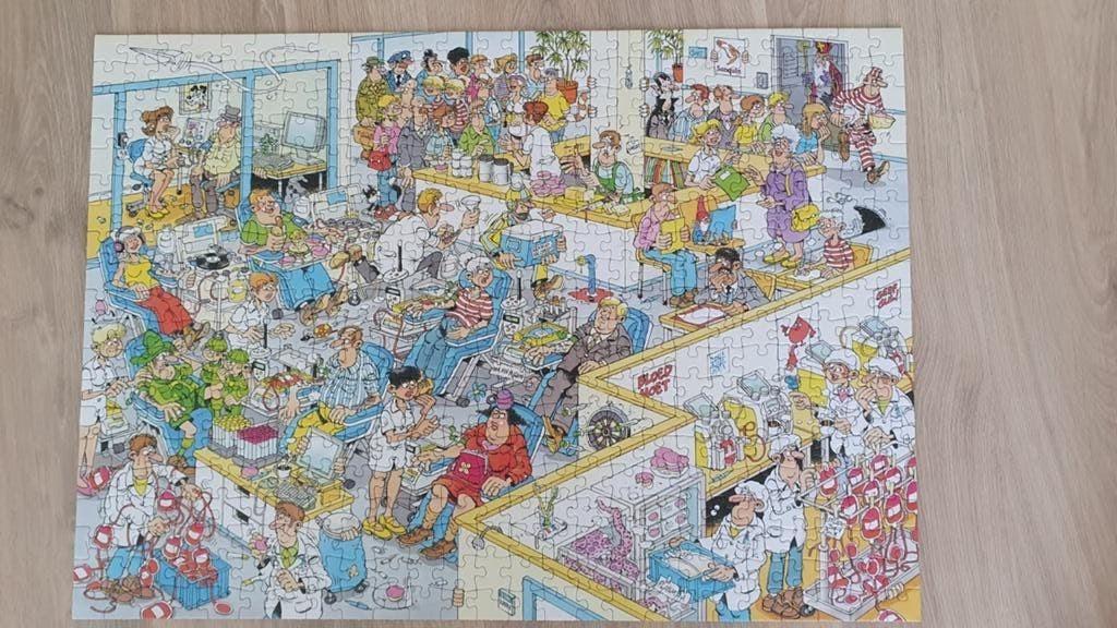 Jan van Haasteren Puzzel - Sanquin bloedbank (500 stukjes), Ophalen, 500 t/m 1500 stukjes, Zo goed als nieuw, Legpuzzel