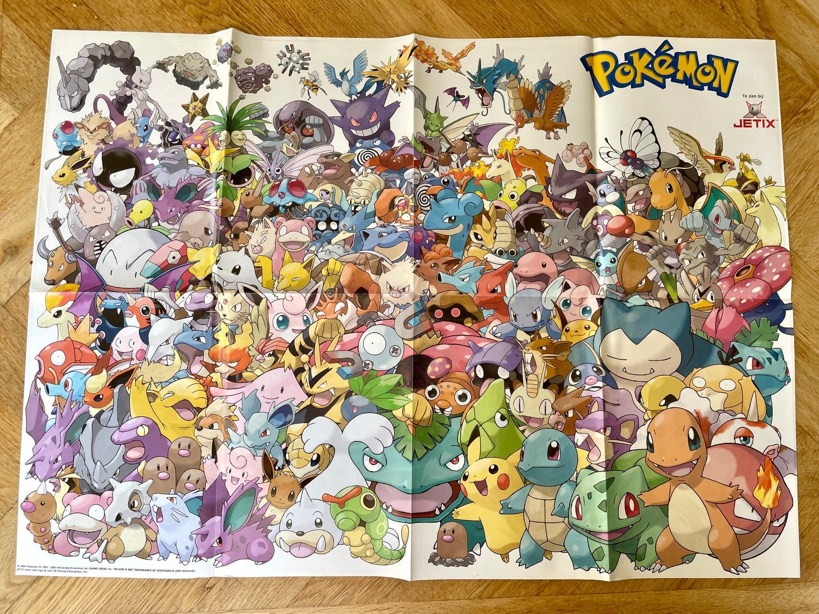 Retro Pokémon Jetix Poster uit 2005 (nette staat), Deurposter of groter, Rechthoekig Liggend, Ophalen of Verzenden, Zo goed als nieuw