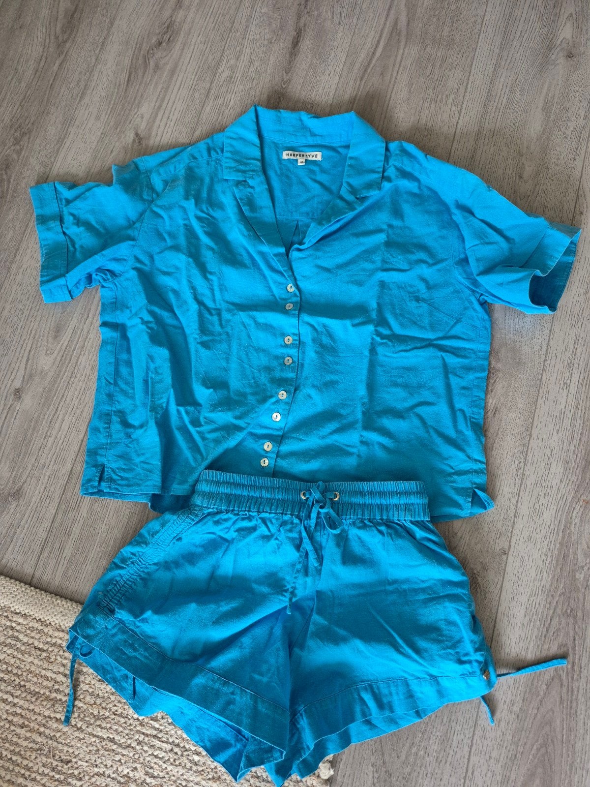 harper & yve co- ord set blauw maat xs en m, Ophalen of Verzenden, Zo goed als nieuw, Maat 34 (XS) of kleiner, Blauw