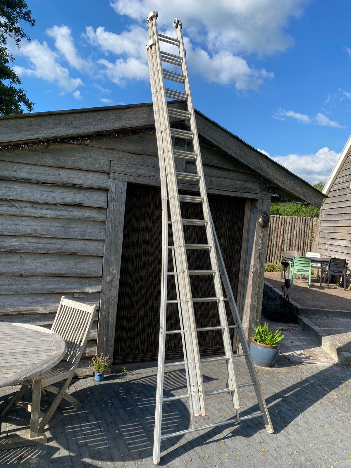 Ladder 3x16, Doe-het-zelf en Verbouw, Ladders en Trappen, Ophalen, Gebruikt, Ladder, Opvouwbaar of Inschuifbaar