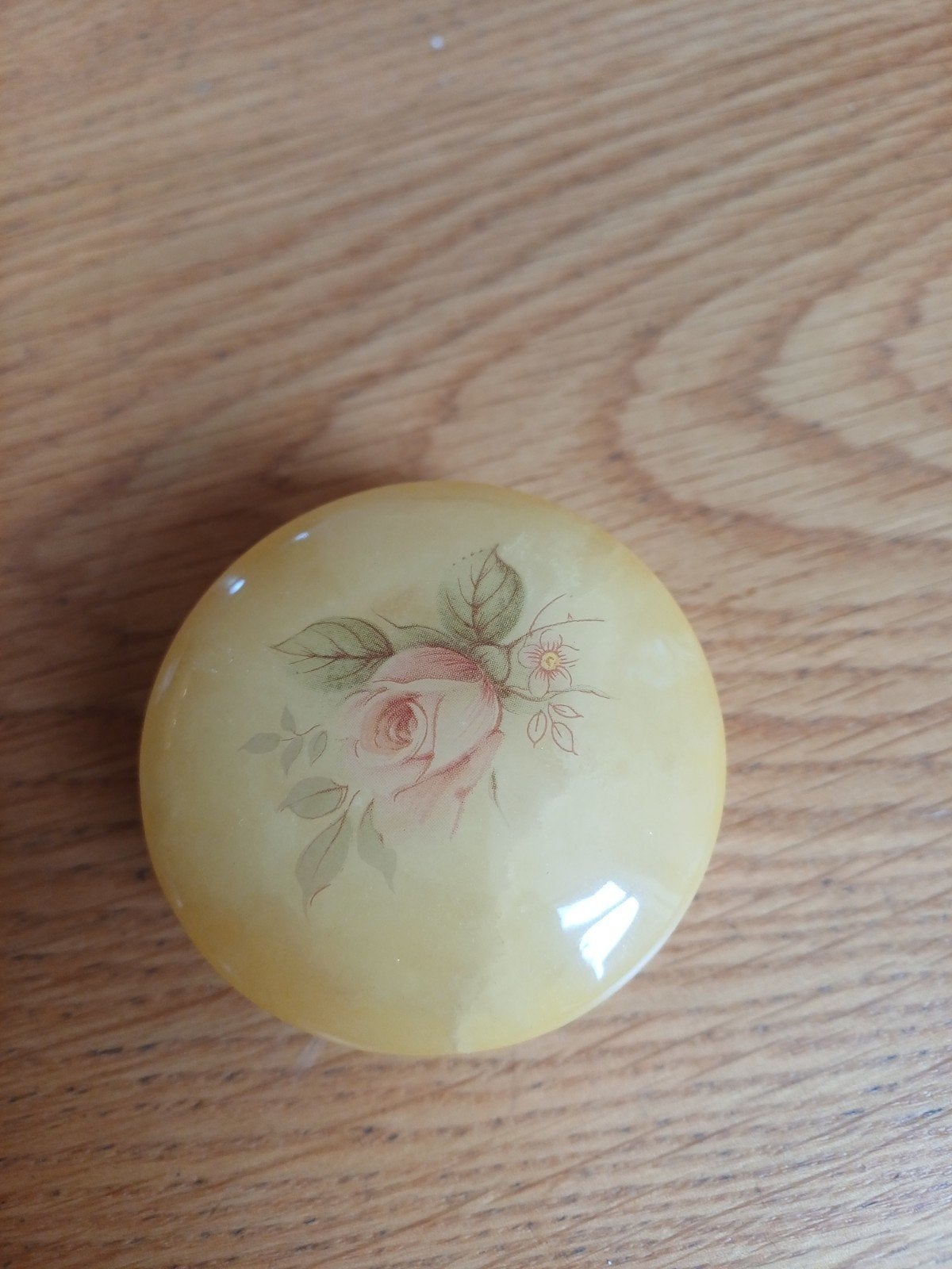 Vintage albasten doosje met roosdecoratie, Ophalen of Verzenden