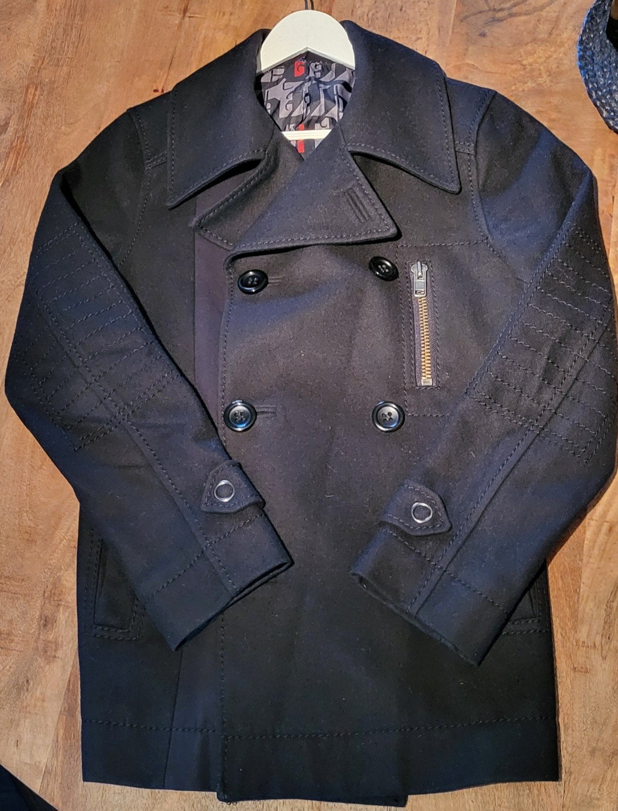 H&M Zwarte Peacoat Heren Maat M, Maat 48/50 (M), Zwart, Ophalen of Verzenden, Zo goed als nieuw