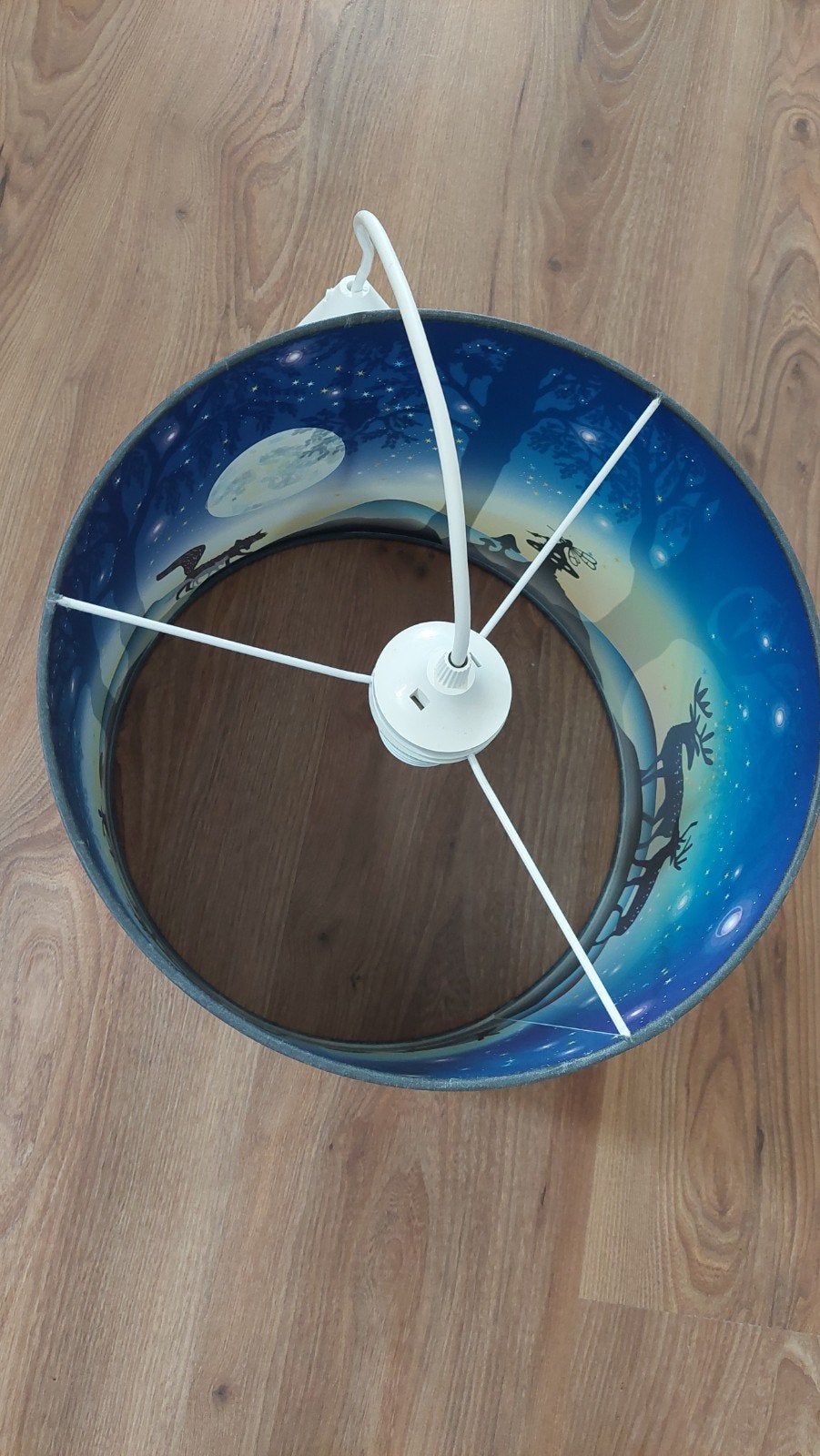 Kinderlampenkap Volle maan met bosdieren van Hartendief, 25 tot 50 cm, Rond, Ophalen of Verzenden, Zo goed als nieuw