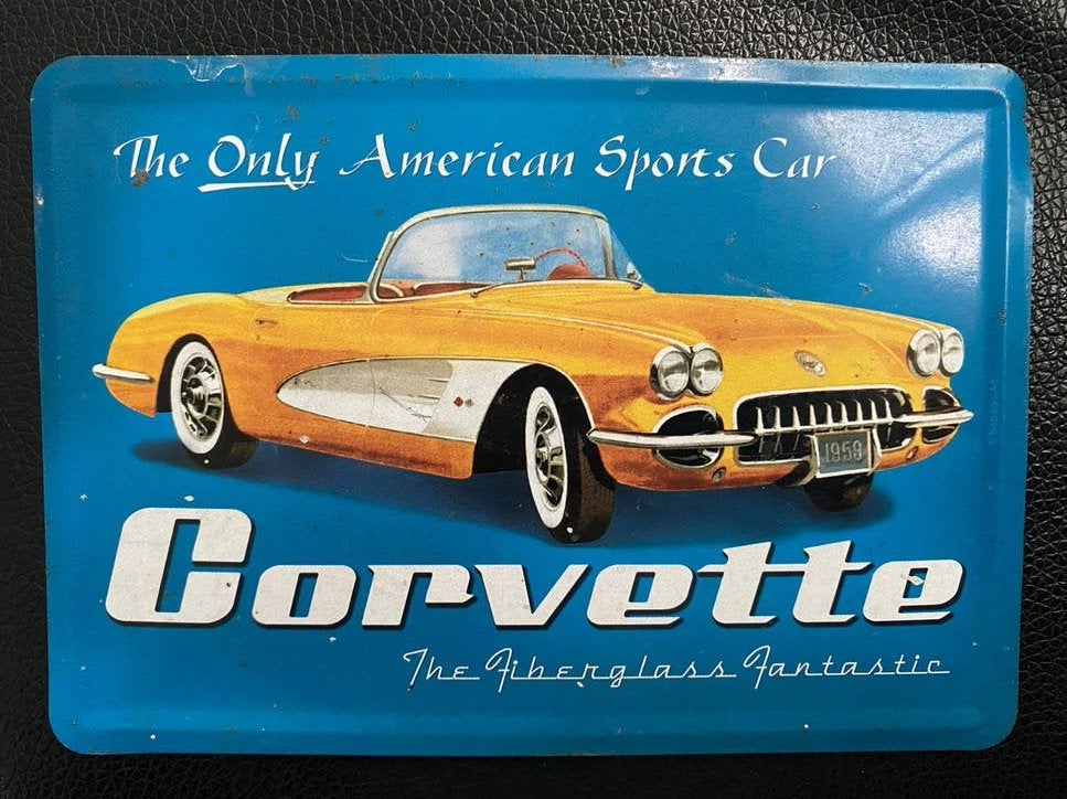 Leuke metalen plaatje Corvette, Ophalen of Verzenden, Gelezen, Overige merken