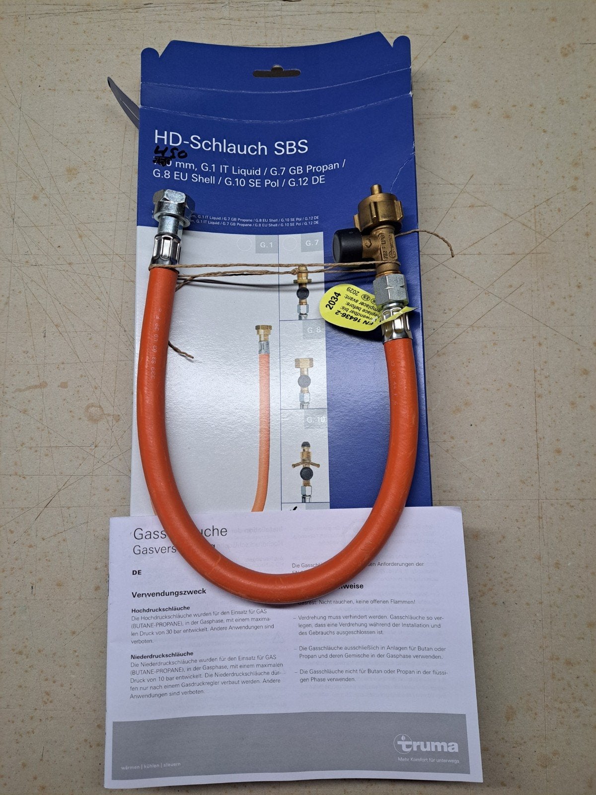 Truma hogedruk gasslang G12 450mm, Caravans en Kamperen, Ophalen of Verzenden