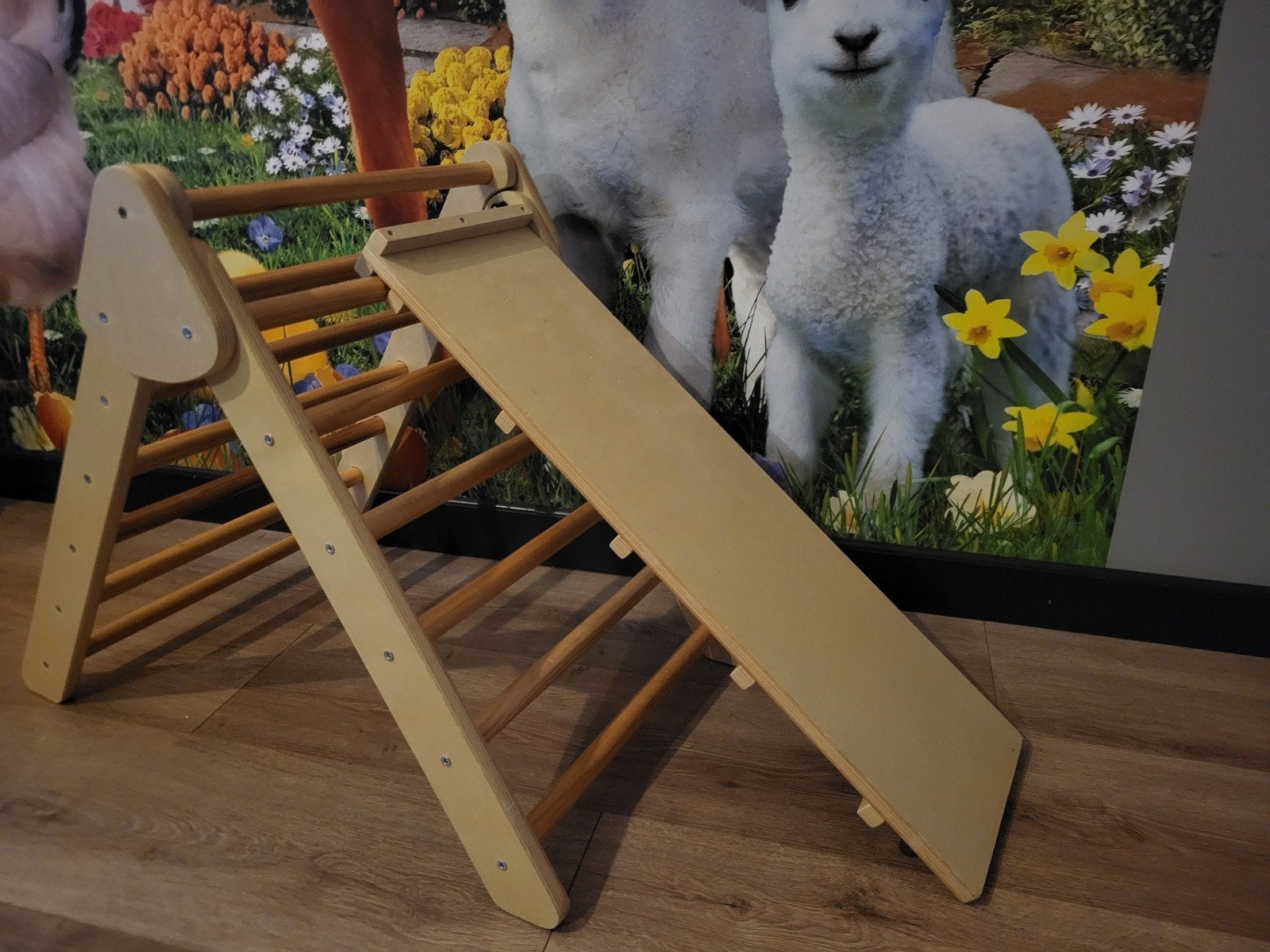 Montessori Klimrek & Glijbaan - Houten Speelmeubel, Kinderen en Baby's, Ophalen, Zo goed als nieuw, Glijbaan