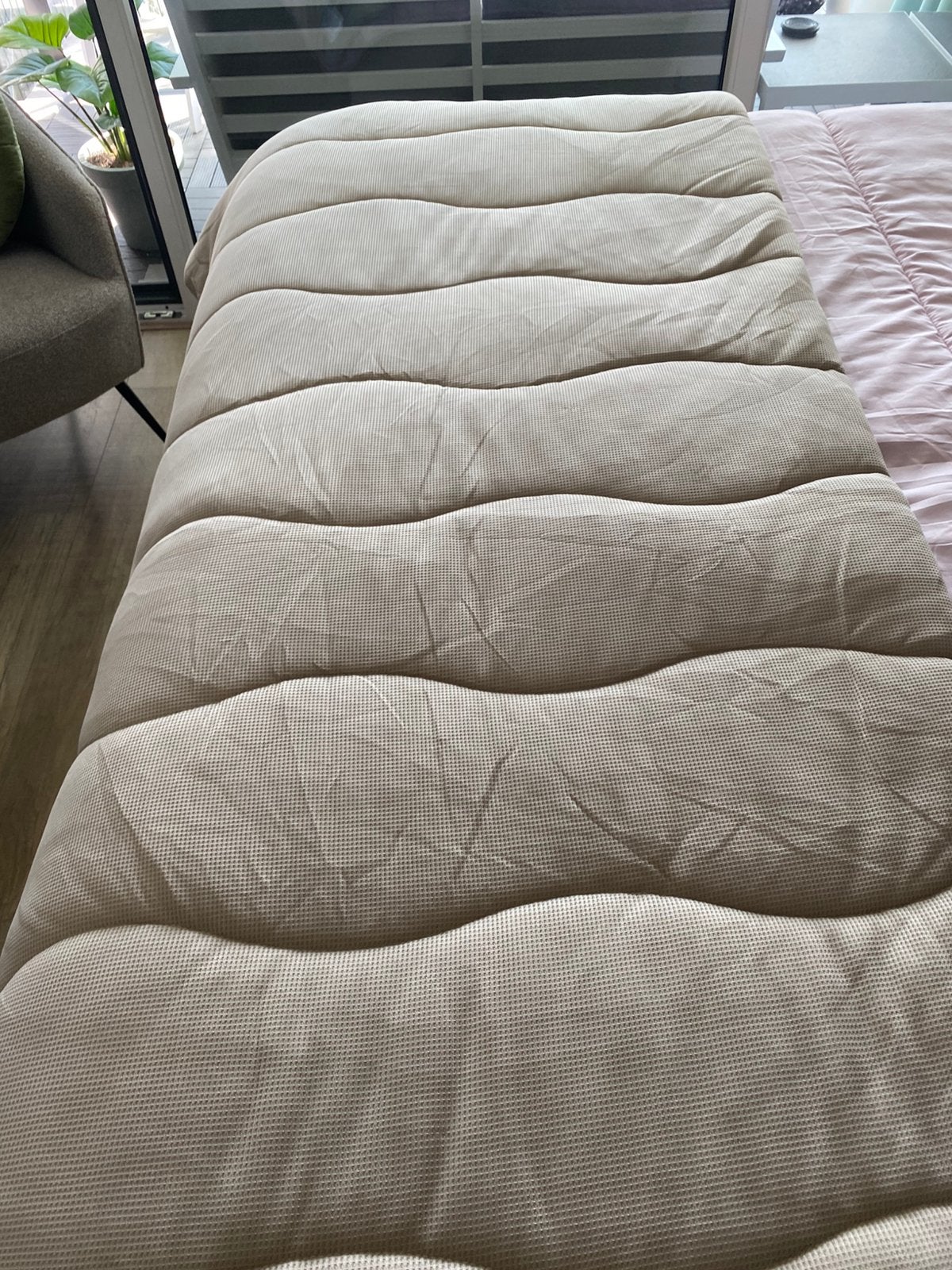 All in one dekbed zandkleur  15 euro, Ophalen, Zo goed als nieuw, Eenpersoons