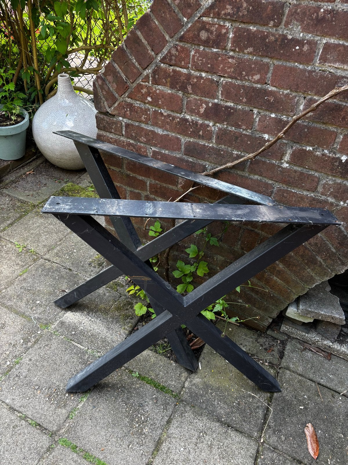 Tafelpoot voor tuintafel 79x72 cm - X vorm, Huis en Inrichting, Tafelonderdelen, Ophalen, Tafelpoot, Gebruikt, 50 tot 100 cm