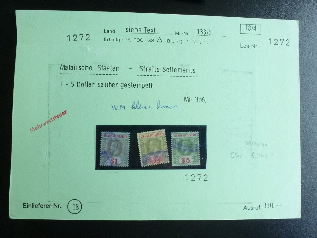 Britse kolonie. Straits Settlements ( 1905), Verzenden, Gestempeld, Zuidoost-Azië
