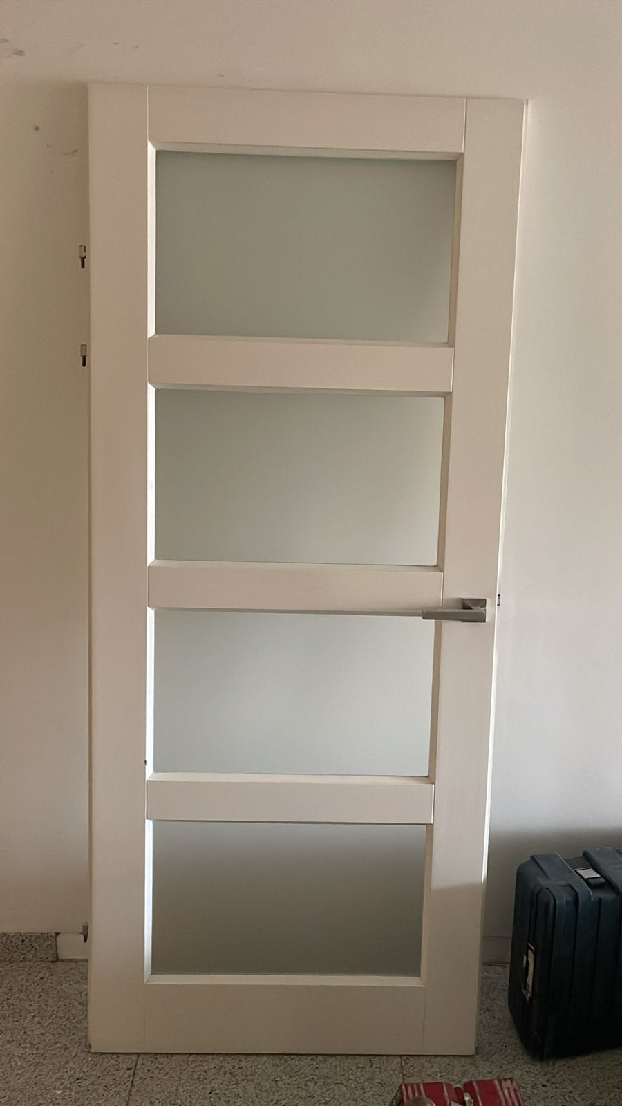 Witte binnendeur met matglas panelen, Gebruikt, 80 tot 100 cm, Binnendeur, Ophalen of Verzenden