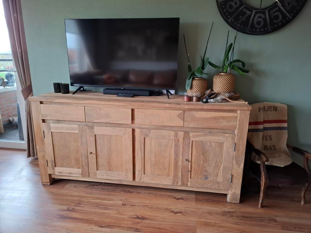 Seesham Teak dressoir, Ophalen, 25 tot 50 cm, 200 cm of meer