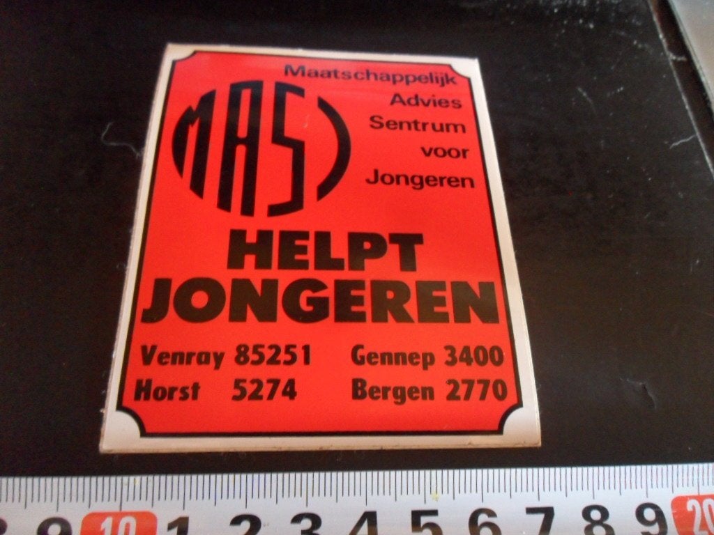 sticker MASJ helpt jongeren venray horst gennep bergen *, Ophalen, Zo goed als nieuw