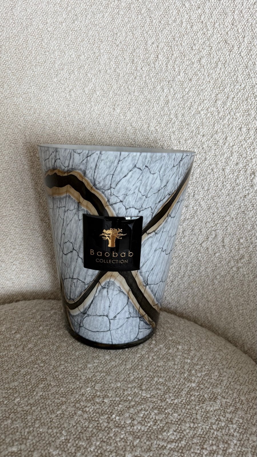 Baobab Collection Marmeren Vaas - Zilver/Zwart/Goud, Ophalen, Meerkleurig, Met patroon/structuur, Glas