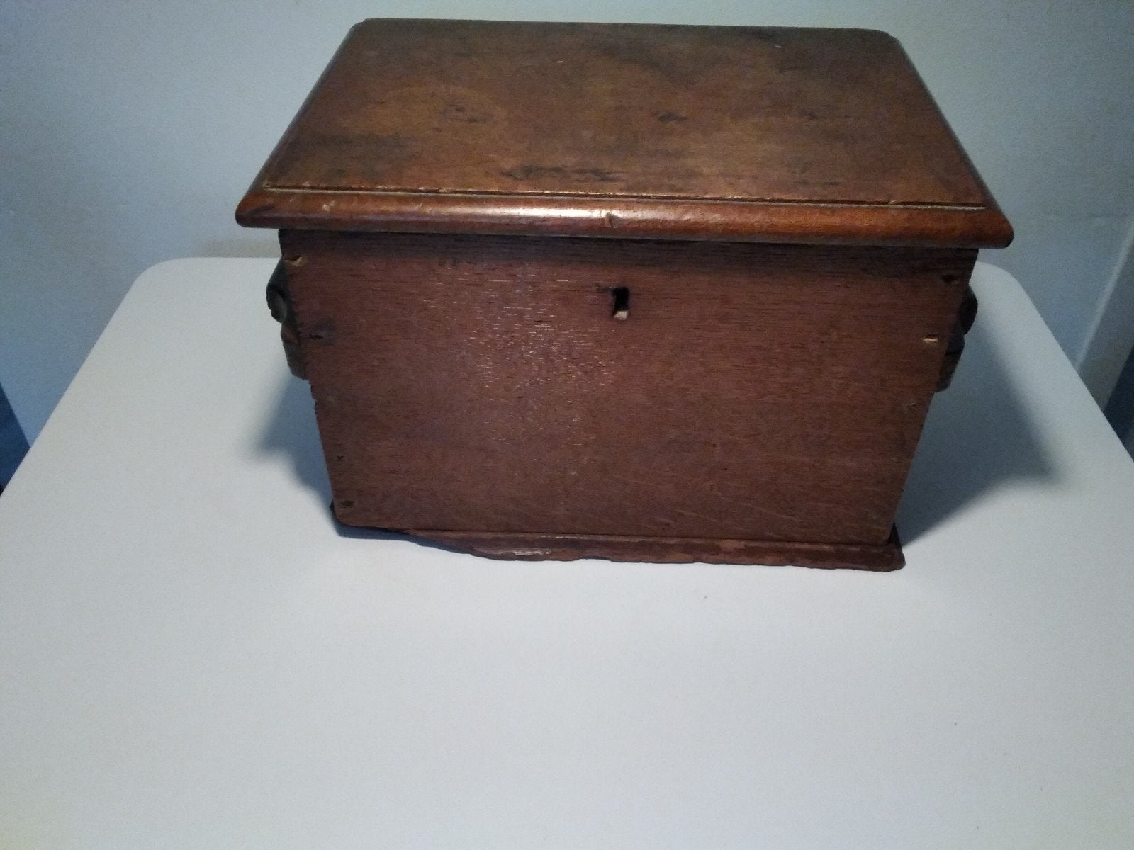 Antiek houten met lood beklede kist., Ophalen