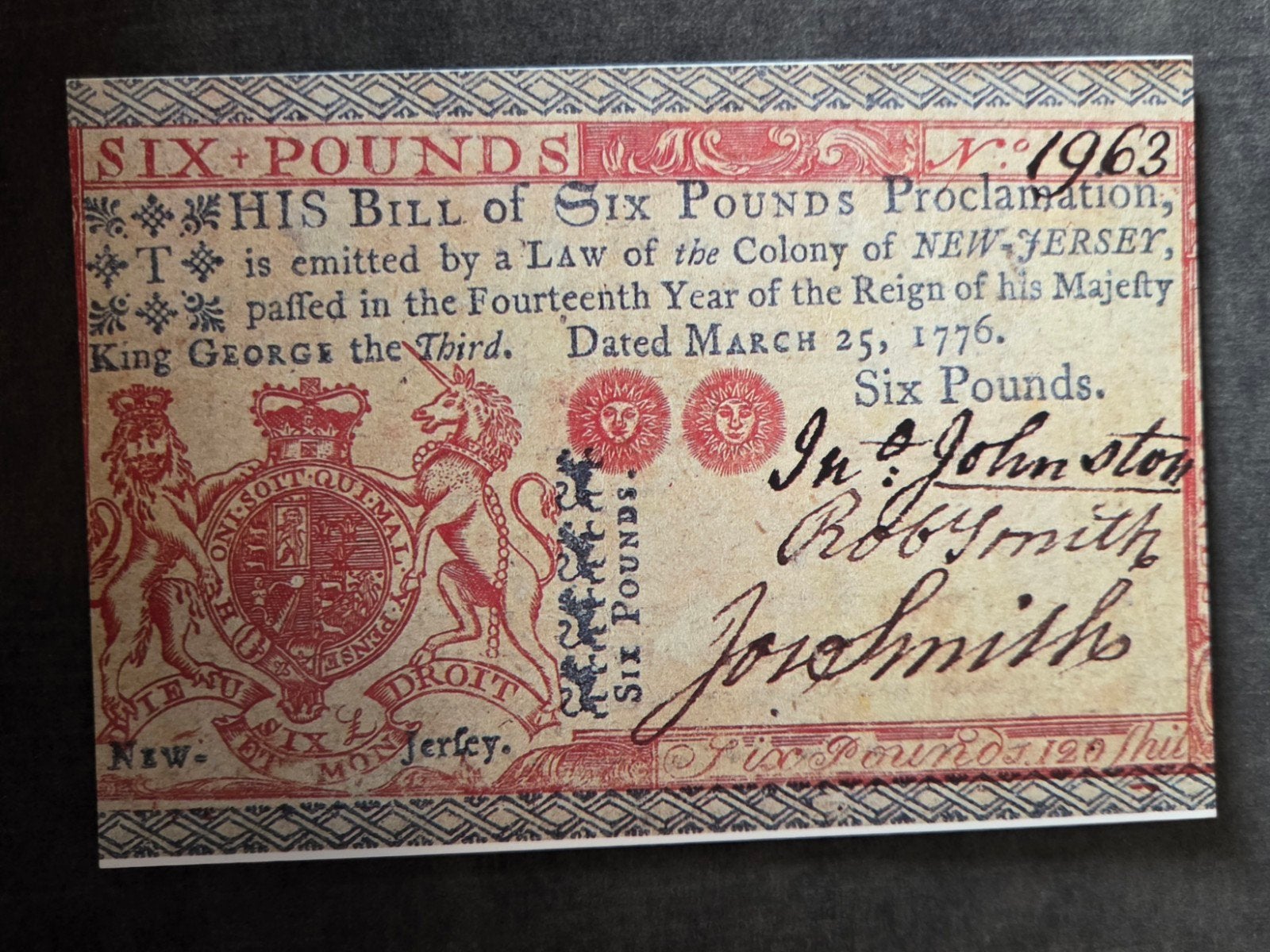 New Jersey Note 1776 - The British Museum, Verzenden, 1980 tot heden, Ongelopen, Overige thema's