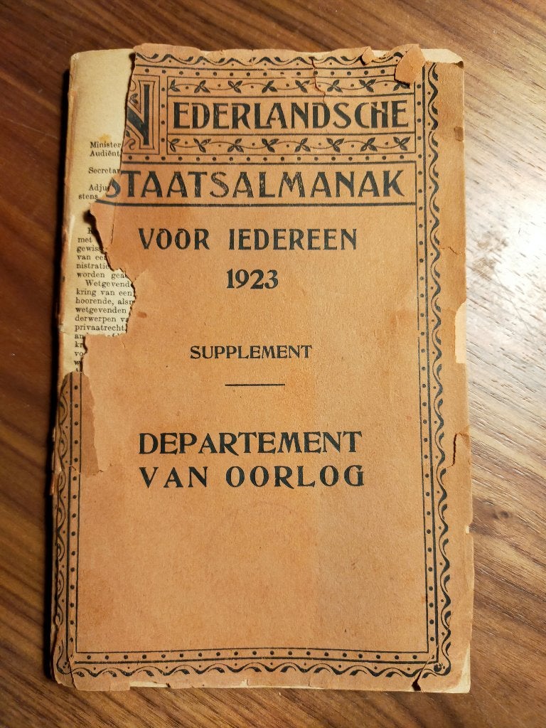 Nederlandsche Staatsalmanak - 1923 - Departement Defensie, Ophalen of Verzenden, 20e eeuw of later, Gelezen